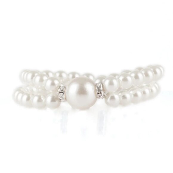 Paparazzi Jewelry Accessories - Romantic Redux - White Bracelet - Vintage - Picture 2 of 4